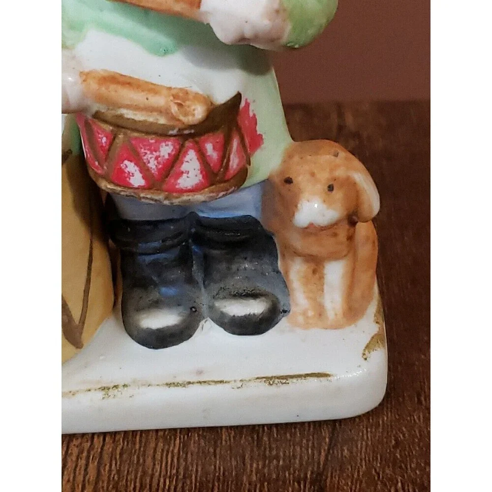 Vintage J.S.N.Y. Porcelain Ceramic Little Drummer Child with Dog Figurine Taiwan